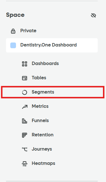 FullStory left navigation with Segments highlighted